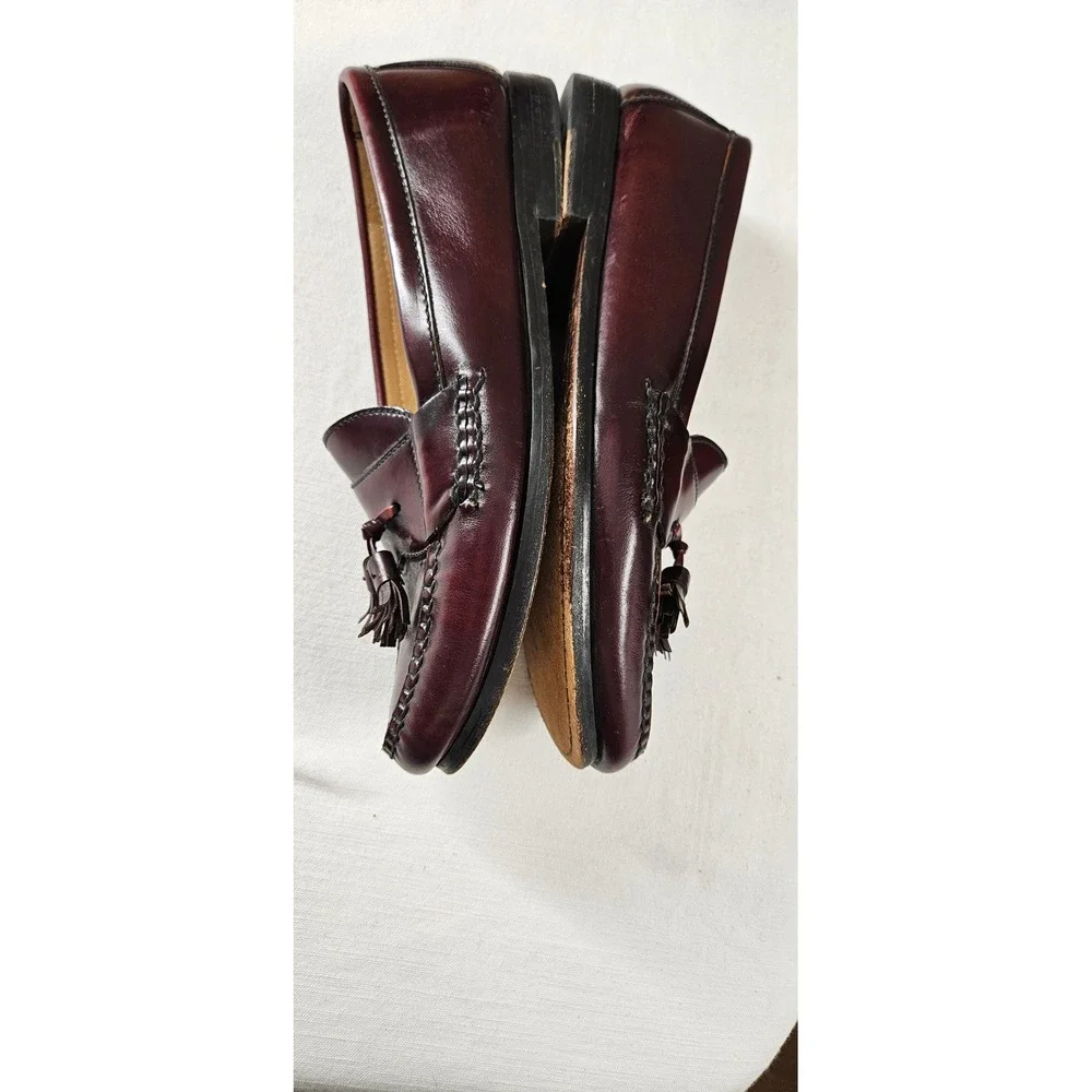 Cole Haan Mens Burgundy Leather Tassel Kiltie Loafers BO 3507 Size 10 D